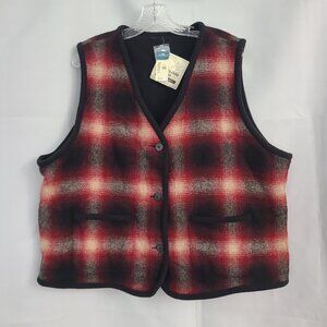 NWT Vtg Eddie Bauer Womens Sz XXL Plaid Quilt Reversible Wool Blend Pockets Vest